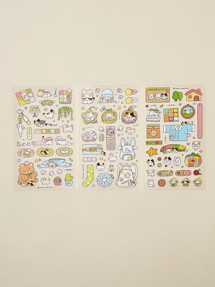 Stickers Hoppang & Yanggaeng “Cozy” DAISO x Ibom, 3 hojas