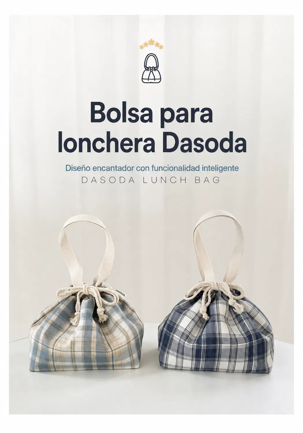 Bolsa Térmica para Almuerzo con Diseño a Cuadros DASODA