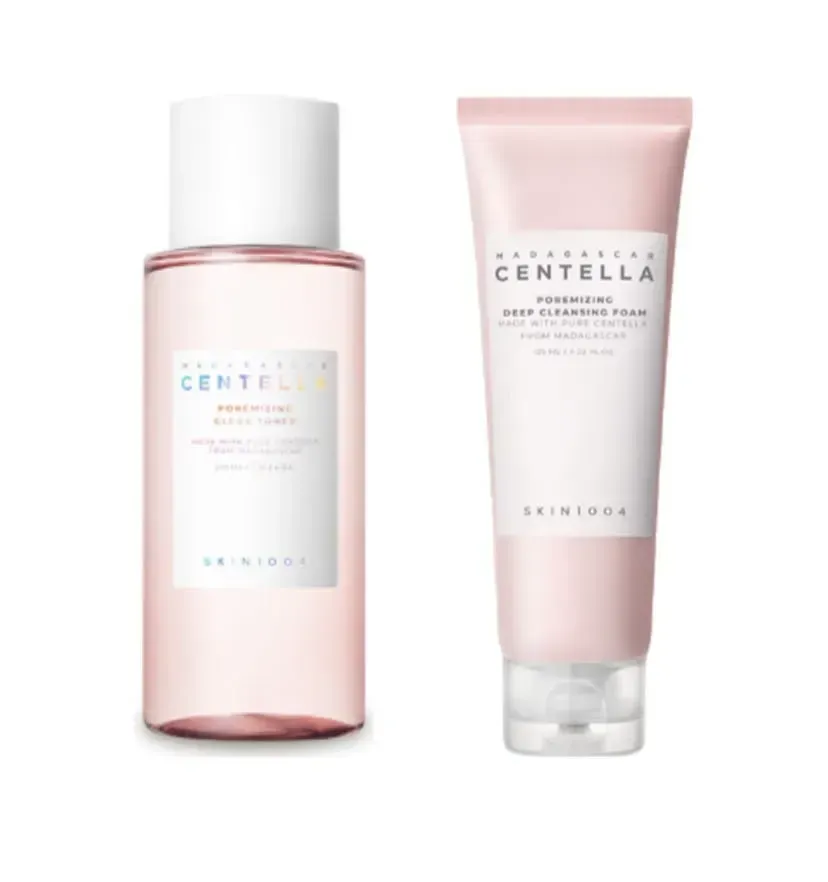 Set  Duo SKIN1004 Madagascar Centella Poremizing – Tónico Clarificante y Espuma Limpiadora Profunda