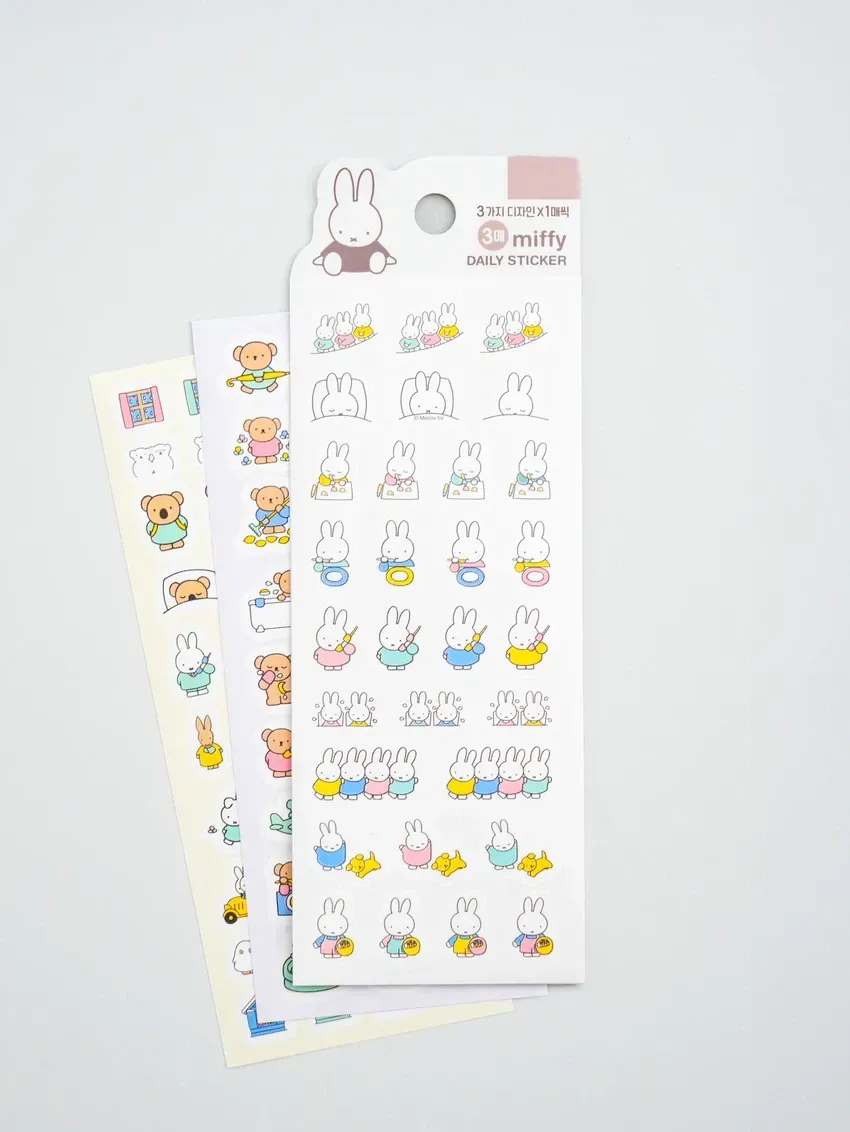 Stickers Daily Miffy DAISO, 3 hojas