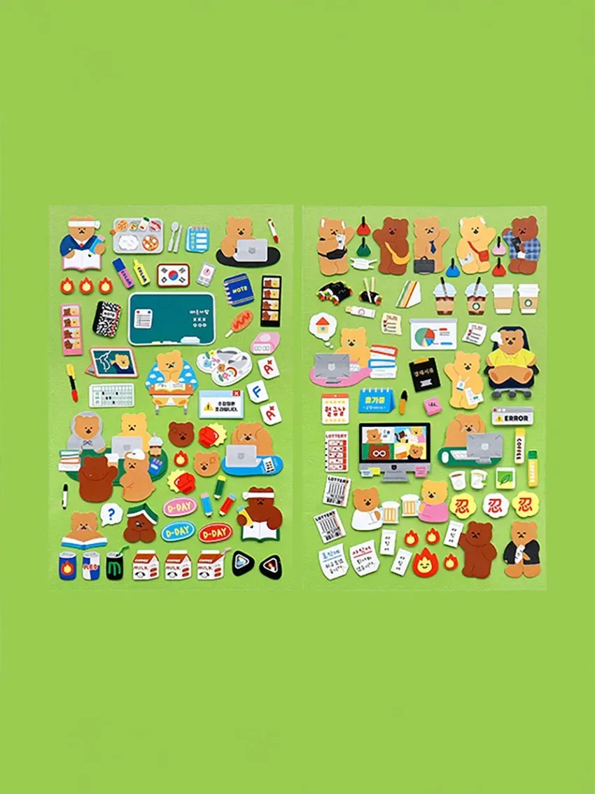 Stickers Yupo Escuela y Oficina DAISO, 4 hojas