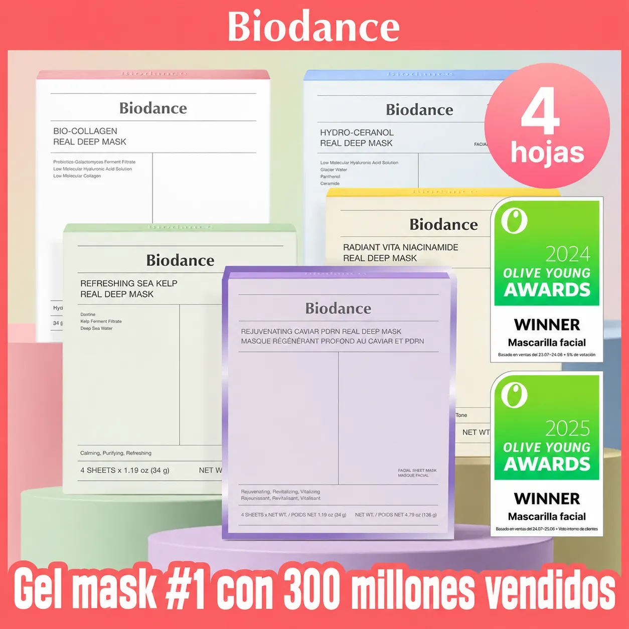 Mascarillas de Hidrogel Real Deep Mask BIODANCE, 4 unidades